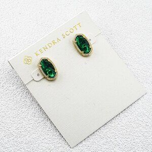 Kendra Scott Dark Green Glass Stud Earrings